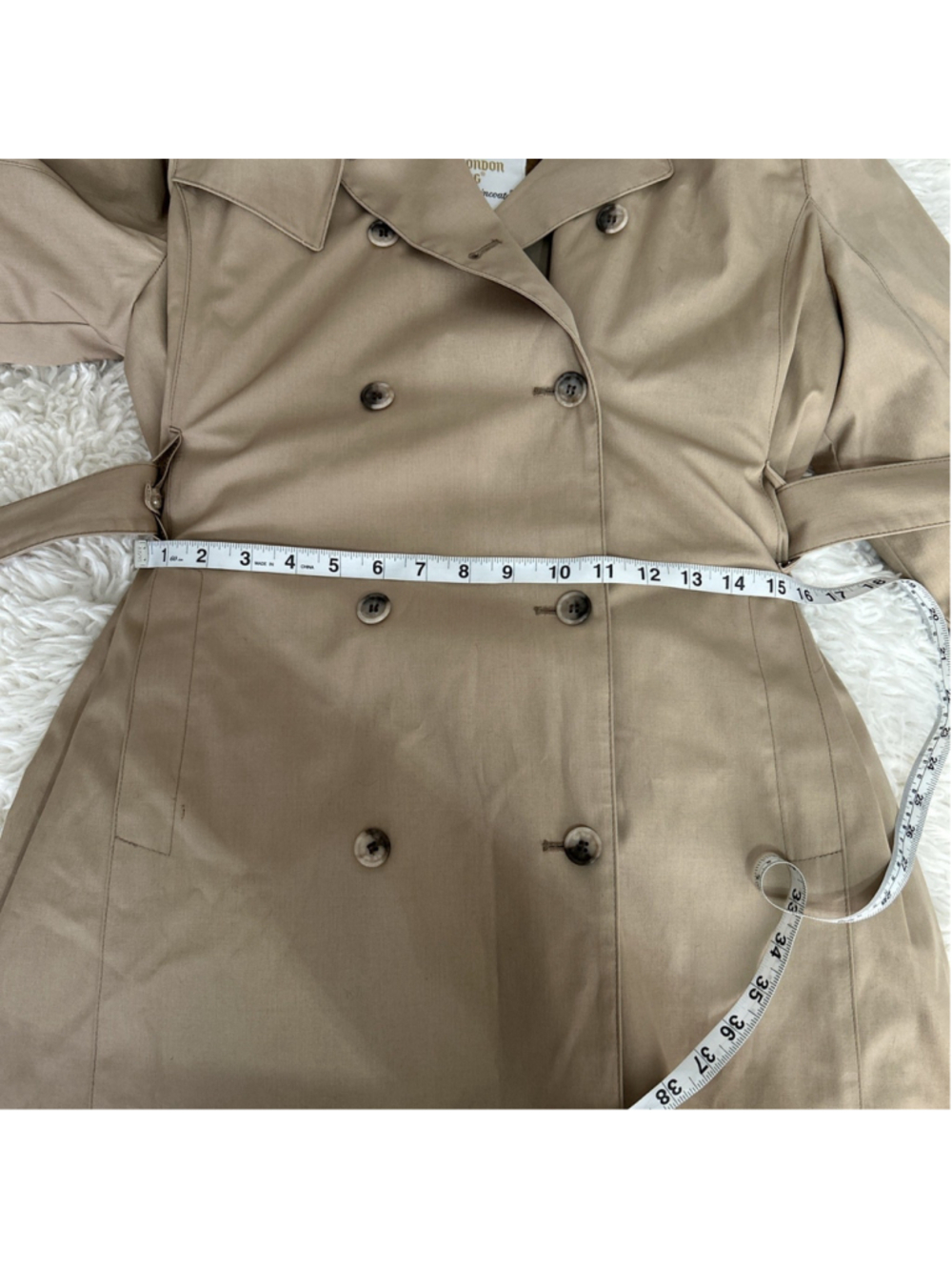 London Fog Womens 6 Petite Beige Vintage DBL Breasted Trench Coat - Picture 14 of 16